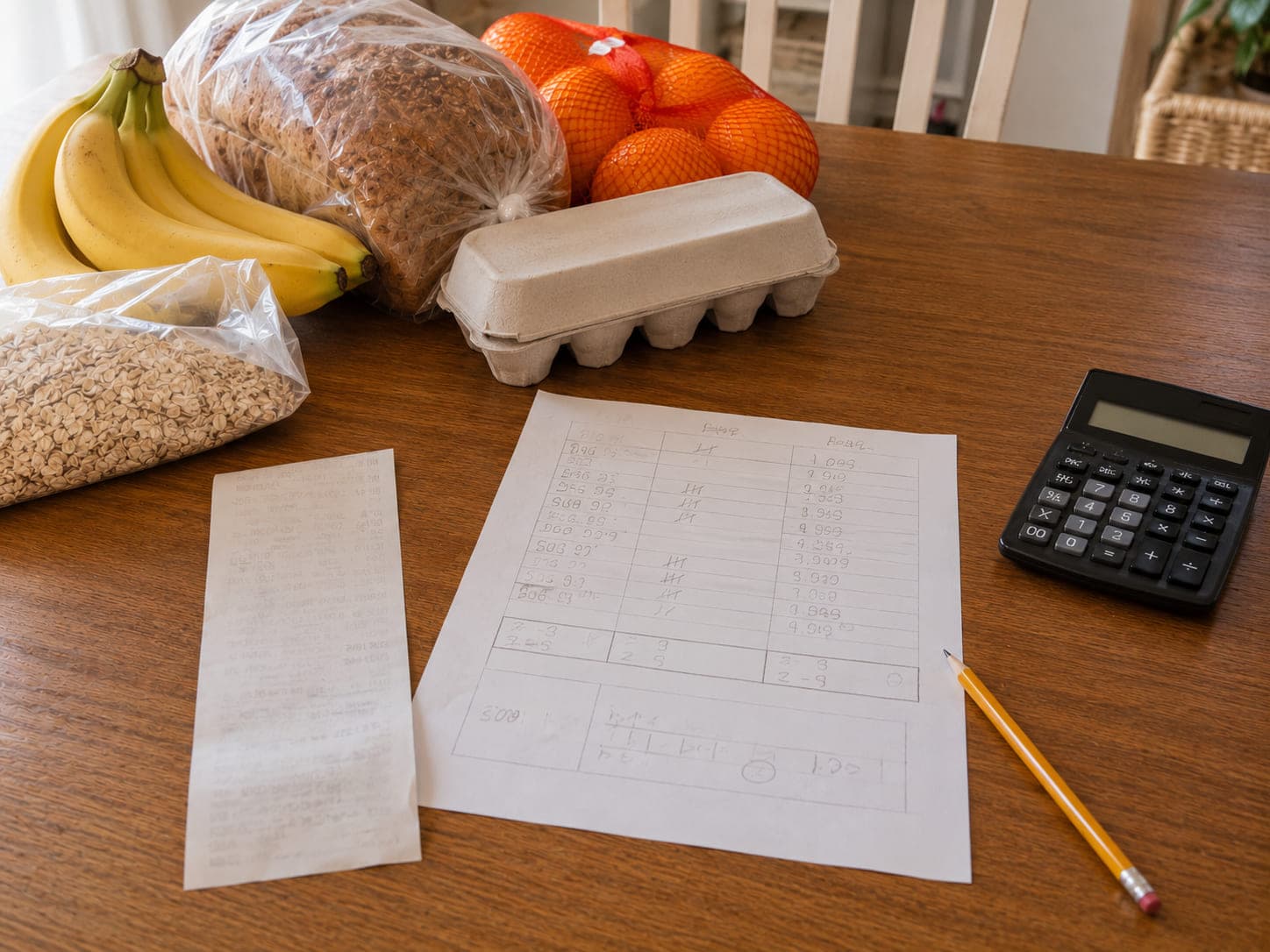 Sample grocery budget evidence